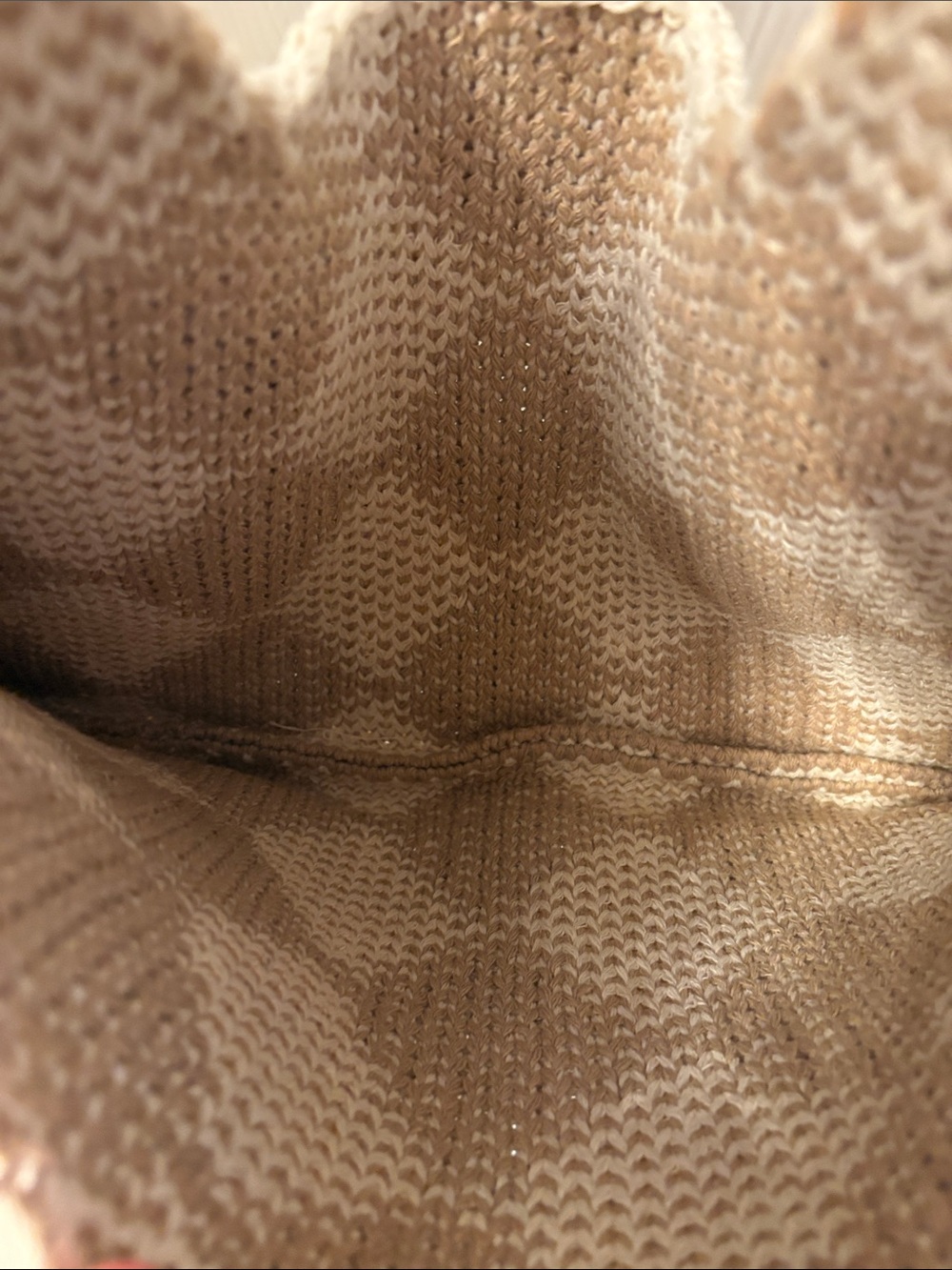 Kopari Woven Checker Knit Tote Bag in Cream and Tan - Picture 3 of 5